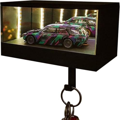 Infinity Garage Schlüsselhalter mit LED, Wandhalterung mit 3D-Tunnel-Lichteffekt für Autoschlüssel, Beleuchteter Schlüssel, Organizer für Haustür, Flur oder Garage, Cooles Deko Geschenk für Männer