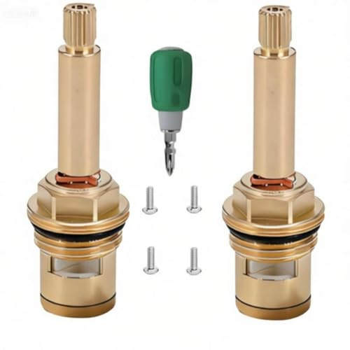 Di Sostituzione Della Cartuccia Del Rubinetto In Ottone Caldo E Freddo | 1 Paio Valvola A Stelo A Disco In Ceramica Da 20 Denti G1/2 Con Viti E Cacciavite For La Riparazione(2-7/8-3/8)
