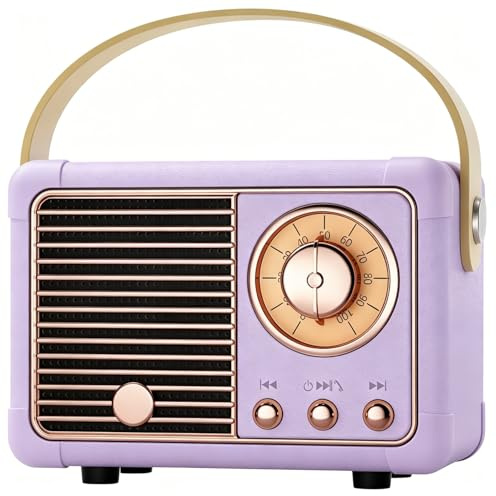 Retro Bluetooth Speaker,Teenage Girl Gifts Small Wireless Speaker Purple | Birthday Gifts for Girls,Women,Her,Friends Vintage Aesthetic Home Decor Desk Accessories Ideal for Room, Outdoors