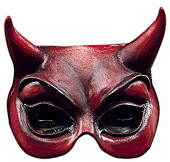 Stimmungsvolle Mephisto Teufel Maske aus Latex - Erwachsenen Kostüm Halbmaske - Rot - ideal für Halloween, Karneval, Motto- & Grusel-Party