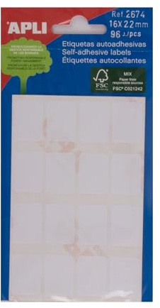 Apli 16 x 22 mm, Weiß, 96 Stück