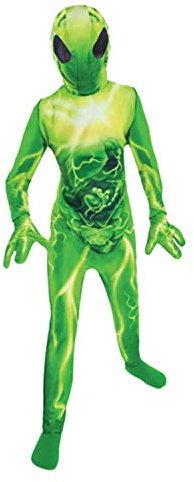 amscan Childs Green All in One Alien Costume with Hooded Mask