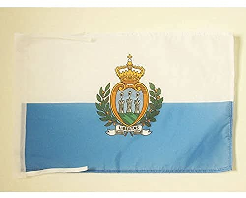 AZ FLAG - Drapeau Saint Marin - 45x30 cm - Pavillon Saint-Marinais 100% Polyester Avec Deux Cordelettes - 20g