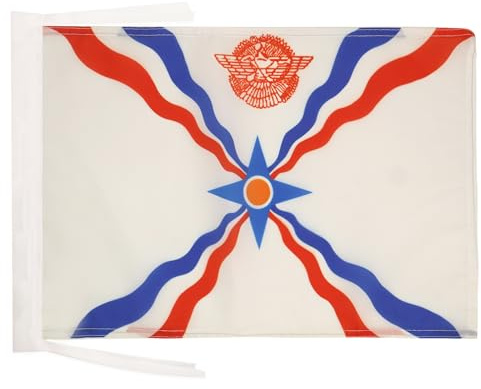 AZ FLAG Flagge Assyrien 45x30 cm Fahne Assyrien Polyester 100D Kordeln | Für innen und außen dekorative Flagge doppelte Nähte und verstärkte Kanten mit Schnüre 100D Polyester
