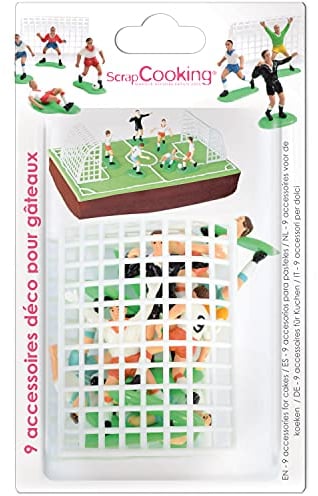 ScrapCooking - 9er Tortendeko Fussball Set - Deko Set Fußball Torte - Fußballdekorationen für Kuchen, Gebäck, Desserts, Geburtstage, Kindergeburtstage - 5013