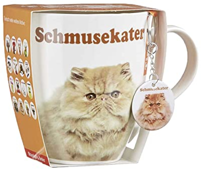 Ritzenhoff & Breker Jumbotasse mit Anhänger, Schmusekater, 600 ml, Geschenkset mit Katze-Motiv