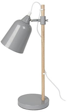 Present Time LM1236 Tischleuchte Wood-like, Metall, 25 W, E14, mausgrau, 48,5 x 12 x 12 cm