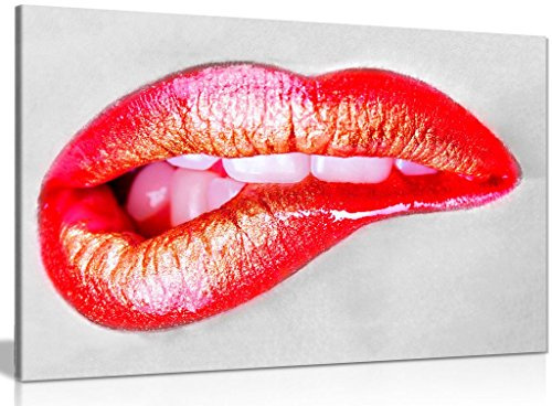 Sexing erotischer Kunstdruck auf Leinwand, Motiv: rote Lippen, 91,4 x 61 cm