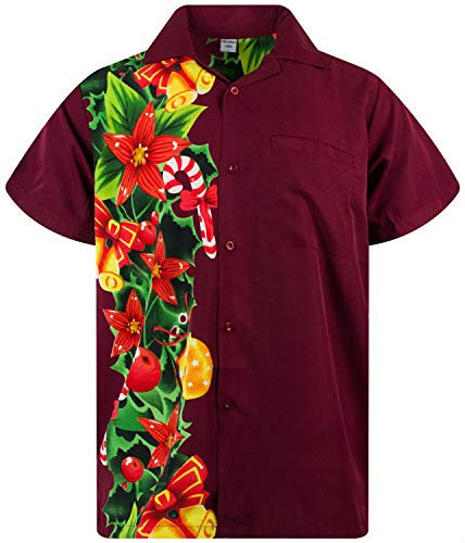 King Kameha Funky-Hawaii-Hemd, Weihnachten, Herren, Kurzarm, Christmas-Wedding, Rot, M