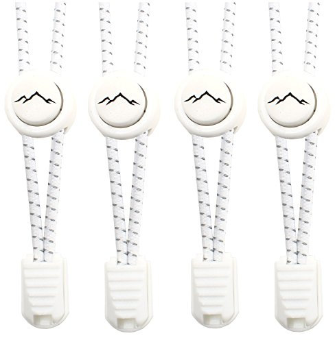 gipfelsport Cordon Elastico Zapatillas - Cordones sin Atar | para niños y Adultos | Cordones Deportivos, Triatlon | 2X Par de Blanco/Blanco