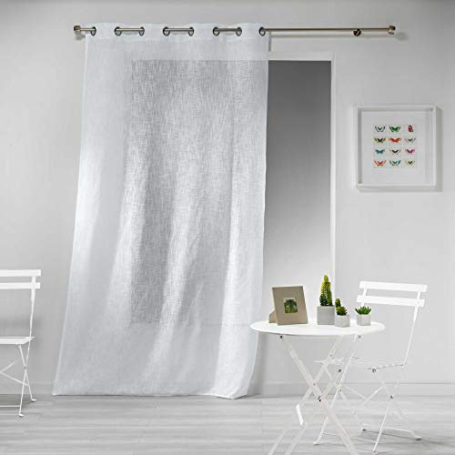 Douceur d'Intérieur Haltona Panneau A Oeillets Effet Lin Tisse Haltona Polyester, Blanc, 240x140 cm