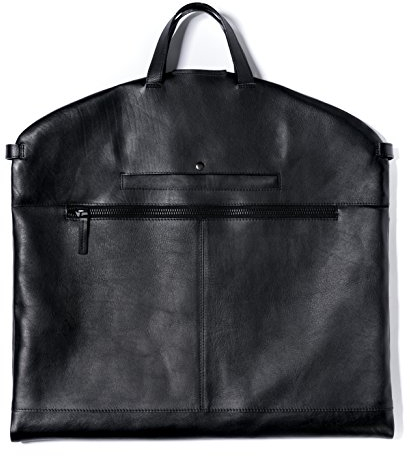 FEYNSINN große Kleidersack echt Leder - Kleidertasche Arik - Anzugtasche Herrentasche mit Schultergurt - Ledersack Herren schwarz handgefertigt