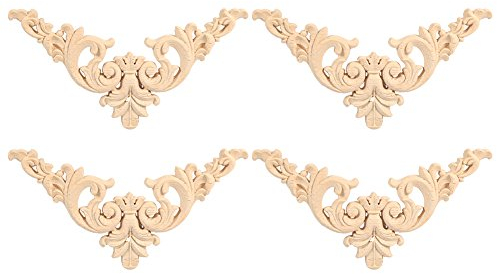 Applique per mobili in legno intagliato, 4 pezzi, applique per angoli, decorazioni per porte di casa fai da te fatte a mano (12 * 12)