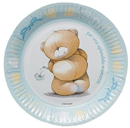 FESTA BAMBINO 10 PZ Piatti carta 23 cm con orsetto celeste