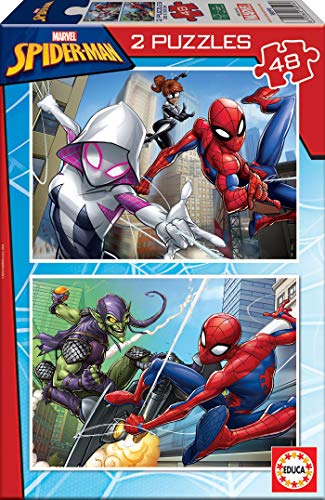 Educa - Puzzle 48 Teile für Kinder ab 4 Jahren | 2x48 Spider-Man Puzzle, Abwechslungsreich, Marvel, Puzzleset, Kinderpuzzle (18099)