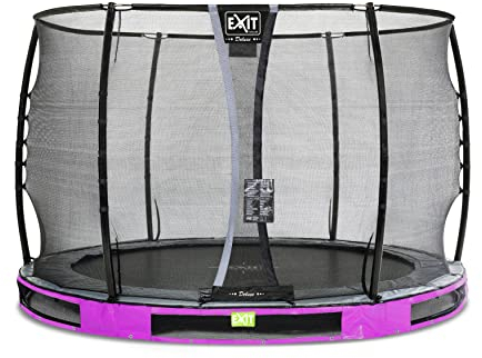 EXIT Toys Elegant Premium Rundes Bodentrampolin - ø305cm - Mit Deluxe Sicherheitsnetz - Lange Federn - Rostfrei - Einfache Montage - Luxuriöse Ausführung - Inground Trampolin Garten - Lila