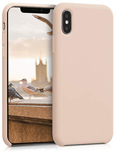 kwmobile Hülle kompatibel mit Apple iPhone X Hülle - Silikon Handy Case - Handyhülle weiche Oberfläche - kabelloses Laden - Perlmutt