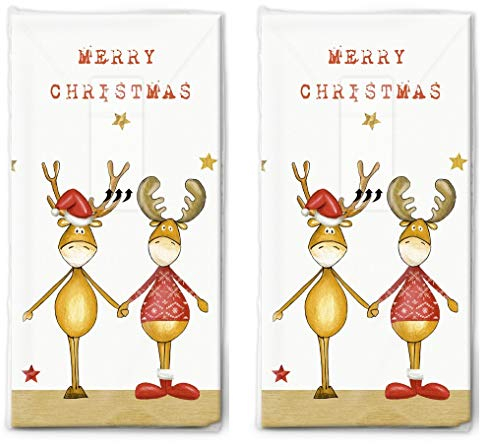 20 Taschentücher (2x 10) Zwei Weihnachtsfreunde als Geschenk für Weihnachten