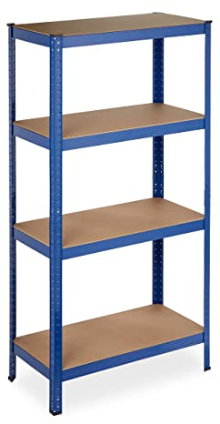 Relaxdays Schwerlastregal, 4 Ebenen, HBT 157 x 80 x 41 cm, 280 kg Tragkraft, Metall, Lagerregal für Keller, Garage, blau