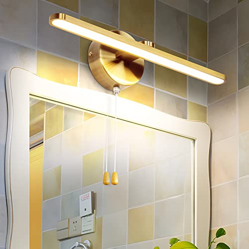 MantoLite Picture Light, Spiegellampen mit Stecker, LED-Wandleuchte Aluminium für Hotel Restaurant Wandleuchten Leuchten mit Schalter, Leuchte Arm Artwork Leuchte (Messing Finish)