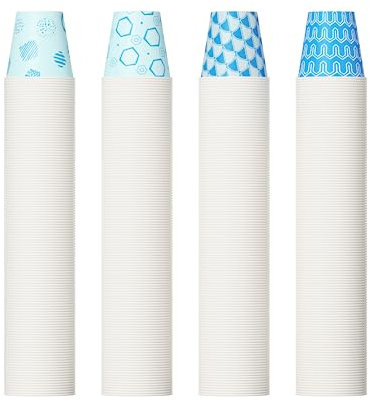 [500Pack ] 3 oz Paper Cups, Small Mouthwash Cups, Disposable Bathroom Cups, Paper Cups for Party, Picnic, BBQ, Travel, and Event, Assorted Blue Pattern
