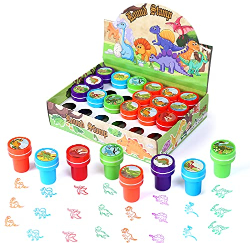 Kesote Stempelset Dinosaurier 24 Stück Stempel Selbstfärbend für Spiel Spaß Hobby (10 Motive)