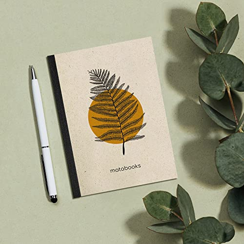 Matabooks, nachhaltige und vegane Notizbücher A6 aus Graspapier, Steifbroschur Dahara, 102 blanko Seiten, Natur, Handmade, Made in Germany (Orange)