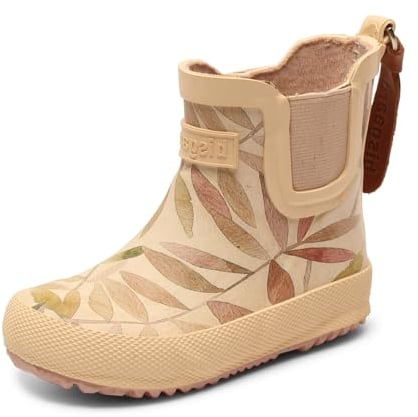 Bisgaard Unisex Kinder Baby Rubber Rain Boot, Beige Leaves, 26 EU