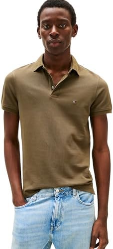 Tommy Hilfiger Herren Poloshirt Kurzarm 1985 Slim Fit, Grün (Army Green), S