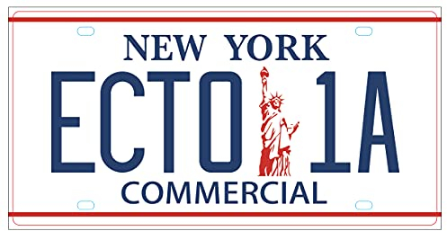 OPO 10 - ECTO 1 Auto Metall Nummernschild Replik kompatibel mit 1959 Cadillac Weiß aus dem Ghostbusters Film (57)