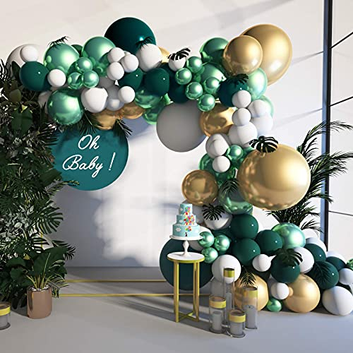 118 Stück Luftballons Girlande Set,Weiß Haut Ballon Girlande Kit,Retro Grüne Metallic luftballon,Dekorationen Set,Metallischen Gold Ballons,Geburtstagsfeier Dekoration für party,Hochzeit