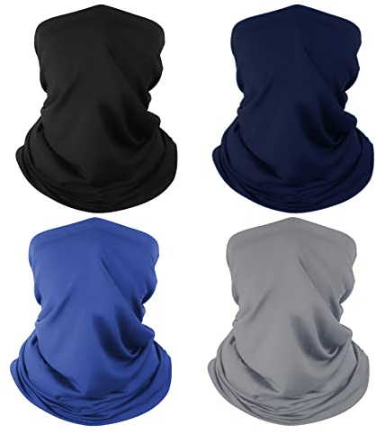 4 Pack Neck Gaiter Atmungsaktive Bandana Maske für Outdoor-Schutz Waschbar Wiederverwendbare Kühlgamaschenmaske Gesichtsbedeckung Schützen vor Staub Wind für Männer Frauen Radfahren Laufen Wandern