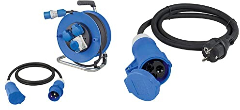 as - Schwabe Camping Duo Set, CEE Camping-Kabeltrommel + 1,5m CEE-Verlängerungsleitung 3-polig, 19700 & Camping CEE-Adapterleitung Caravan, 1,5m H07RN-F 3G2,5 mit CEE-Kupplung 60486