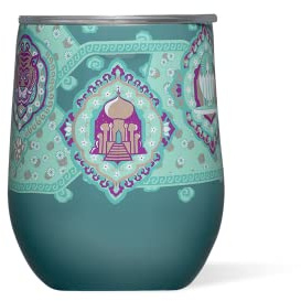 Corkcicle Stemless Wine Glass Tumbler - Triple Insulated Stainless Steel Cup - Spill Resistant Sliding Lid - Non-Slip Base - Summer Drinkware Gift - Keeps Drinks Ice Cold - 12 oz - Princess Jasmine
