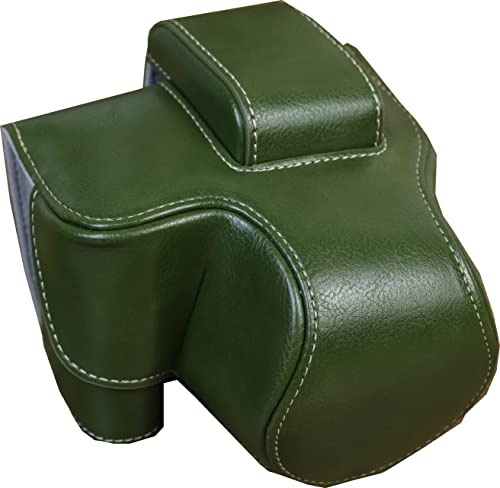 Zakao R10 Hülle, PU-Leder-Kameratasche mit Stativ-Design, kompatibel mit Canon Eos R10 18-45 mm Objektiv mit Schultergurt (grün)