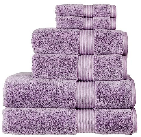 Christy Supreme Hygro 6 Piece Towel Set | Lavender Purple | 100% Luxury Supima Cotton | Ultra Soft | Super Absorbent | 650GSM | 2 Bath Towels 2 Hand Towels 2 Face Cloths