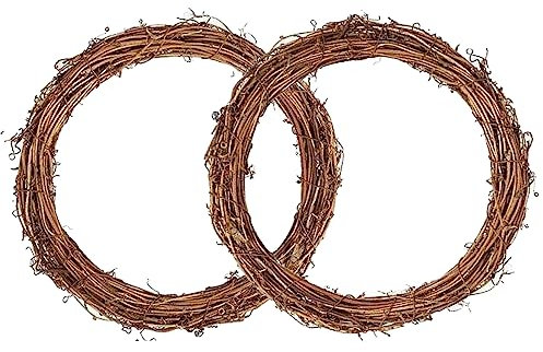 Gad2go 2 Pack Christmas Wreath 30cm Christmas Rattan Wreath Base Hand-woven Round Wreath Frame for Christmas Halloween Thanksgiving Door Wall Decor