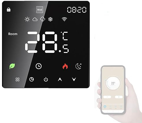 Termostato WiFi per Riscaldamento Elettrico, Weytoll Termostato da parete intelligente WiFi alimentato a 220 V, funzione di programmazione, touchscreen LED digitale, telecomando APP per telefono