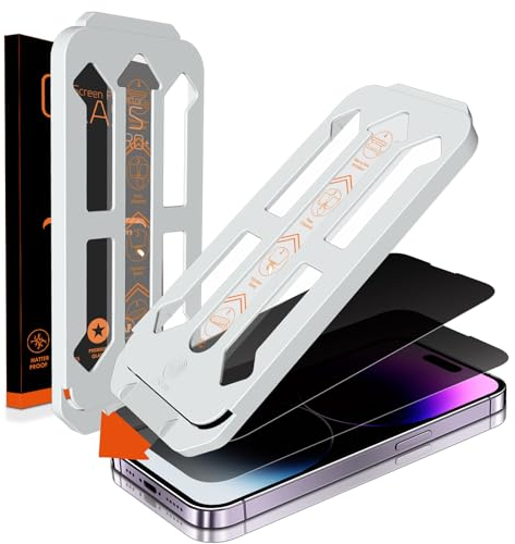 Tentoki sichtschutz für panzerglas iPhone 14 Pro 6,1 Zoll, kompatibel mit Face ID, 25° Anti-Spionage Premium 9H Schutzglas Glas [Ultra-Privatsphäre] [Auto Dust-Elimination] [HD klar] 2 Stück
