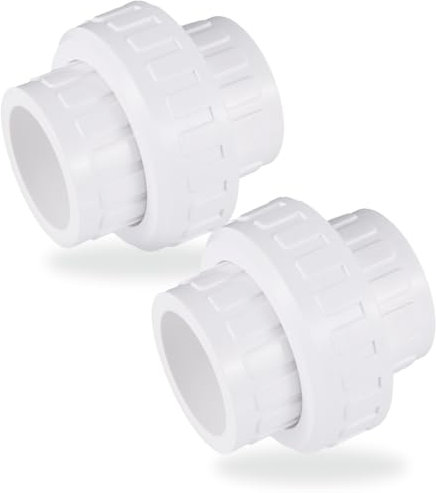 LUOFANT Raccordo per tubi in PVC da 2 pollici (presa x presa) Raccordo per tubo in PVC da 2 pollici Adattatore in PVC Schema 40, O-Ring in EPDM, bianco, 2 pezzi..