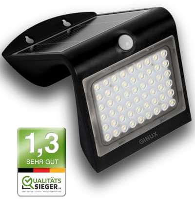 GINUX® Solarlampen für außen mit Bewegungsmelder - Solar Wandleuchte aussen mit Superhellen LEDs und PIR-Sensor, Solar LED Strahler für Wand und Garten (Schmetterling 40W-Schwarz)
