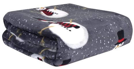Weihnachten Kuscheldecke Flauschig Decke Fleecedecke - Wohndecke Warm Winter Weich Schneemann Sofadecke Decke Couch Blanket Wohn- & Kuscheldecken Sofa überwurfdecke (Grau, 100 x 150 cm)