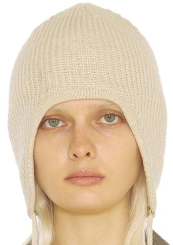 UNDERCONTROL Gold Brass Label Unisex Winter Kaschmir-Mischschnur Ohrenklappen Winddicht Warm Einfarbig Enganliegend Slouchy Beanie Strickmütze Schnee Ski Korea (Wollmischung, Beige)