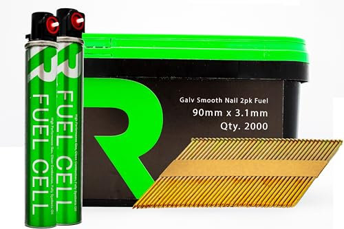 Rikä FFNR006 1st Fix Collated Nails Galv Smth 90 x 3.1mm 2000pk (2pk Fuel Cells)