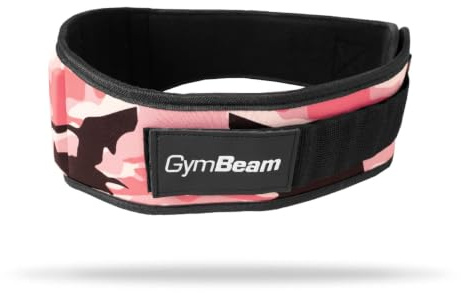 GymBeam Gewichthebergürtel „Pink Camo“ - Anatomisch geformter Nylon-Gürtel mit Klettverschluss, maximaler Halt & Rückenschutz, leichtes Design für volle Bewegungsfreiheit, L, Pink