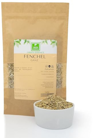 Fenchelsamen 250g ganze Samen Fenchelsaat und Fencheltee von Green Essence | 100% Genz Fenchelsamen ohne Zusätze, als Gewürz & Tee, Foeniculum vulgare, Fenchelsaat 250 g