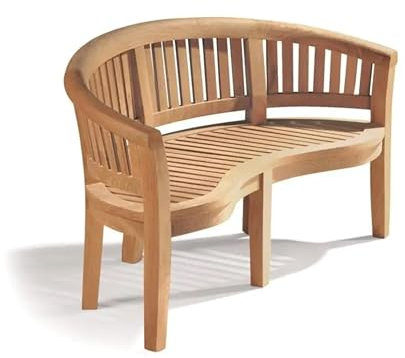 Teako Design Teak Bananenbank Avellino Massivholz, Wetterfeste Gartenbank, Nachhaltige Gartenmöbel, für den Garten geeignet, Modern, Robust und Langlebig (120 x 87 x 60 cm), TB-1214-x