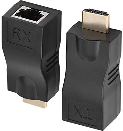 2X HDMI to RJ45 Converter, HDMI Extender HDMI Converter 30M Lossless Single Cable Extender Network Extension Converter Repeater over CAT-5e CAT6