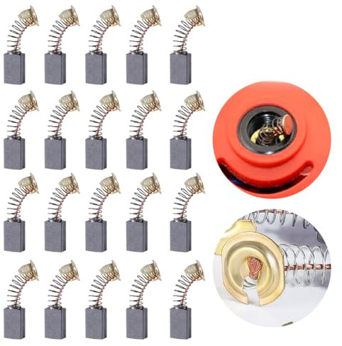 Visxcnu 20Pcs Balais Charbon pour Réparation Pièces Rechange Moteurs Électriques, Balais en Charbon Universel Charbon Machine Brosses Carbone pour Ponceuses, Scies Circulaires 15mm x 8mm x 5mm