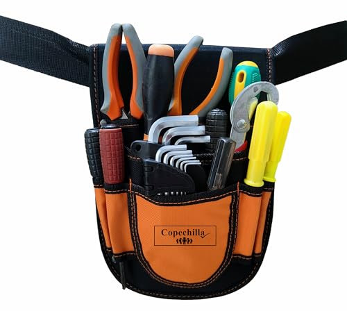 Copechilla Borsa porta attrezzi da lavoro Borsa porta attrezzi elettricista con cintura regolabile Borsa porta attrezzi da cintura nero,robusto tessuto oxford ispessito,cacciaviti,pinze,chiavi